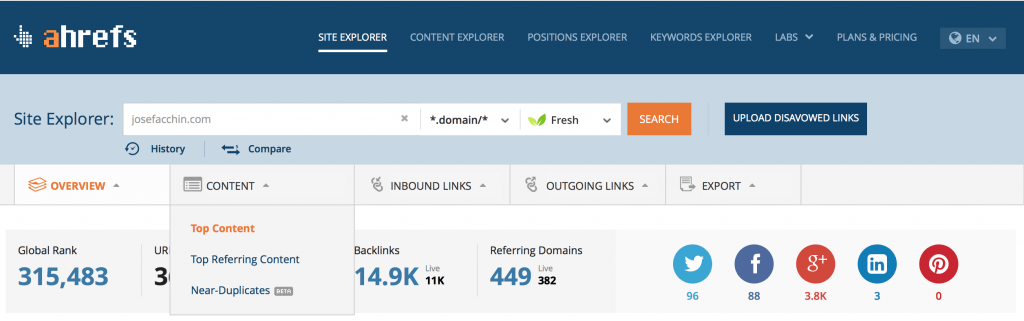 Analiza contenidos de la competencia con Ahrefs